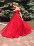 Sparkly Off Shoulder Red Sequins Prom Dress LBQ1720